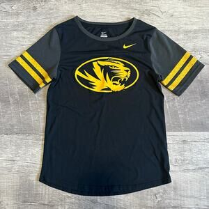 Nike Mizzou MU Tigers T Shirt Womens M Black Gold Missouri University NCAA
